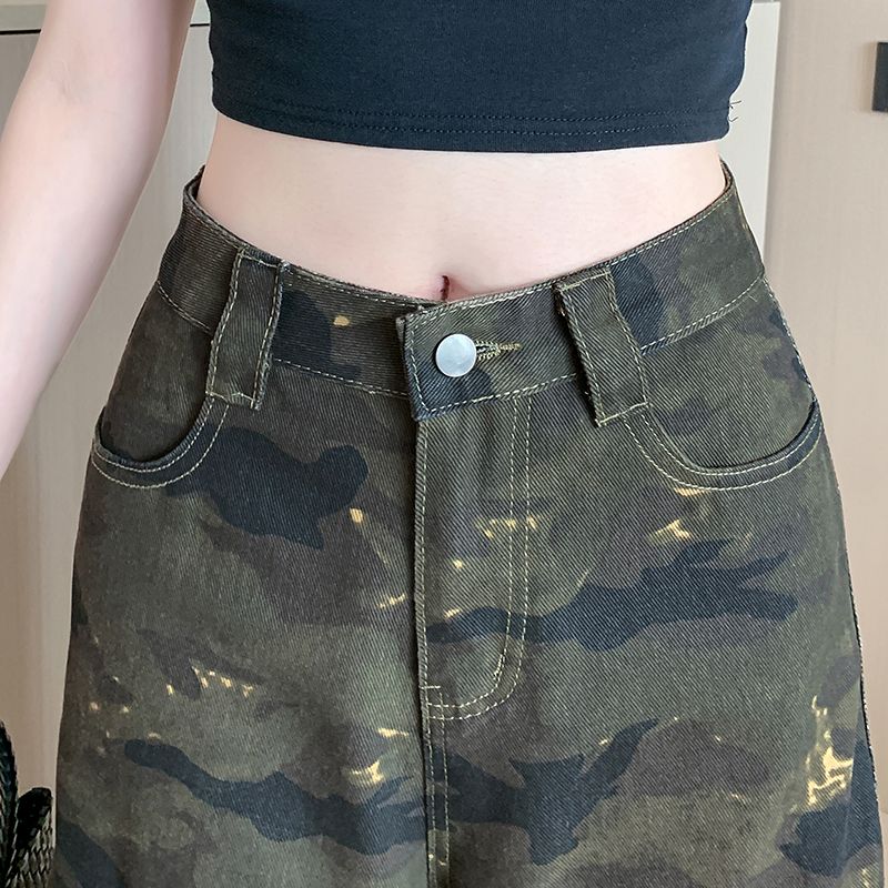 Summer camouflage wide leg pants straight loose shorts