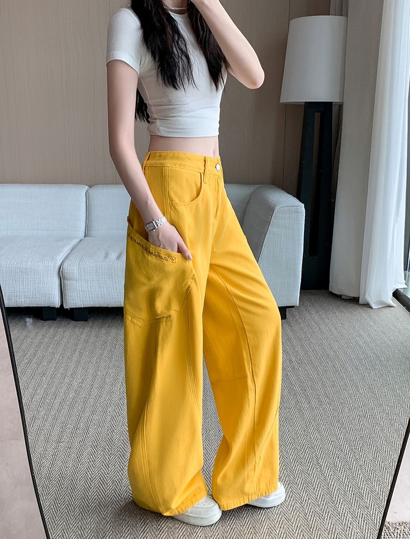 Loose American style jeans summer long pants for women