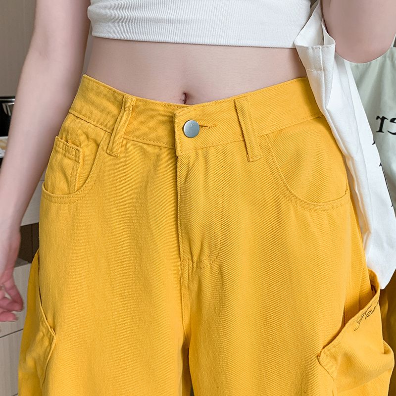 Loose American style jeans summer long pants for women