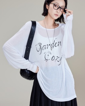 Thin printing T-shirt letters loose tops for women