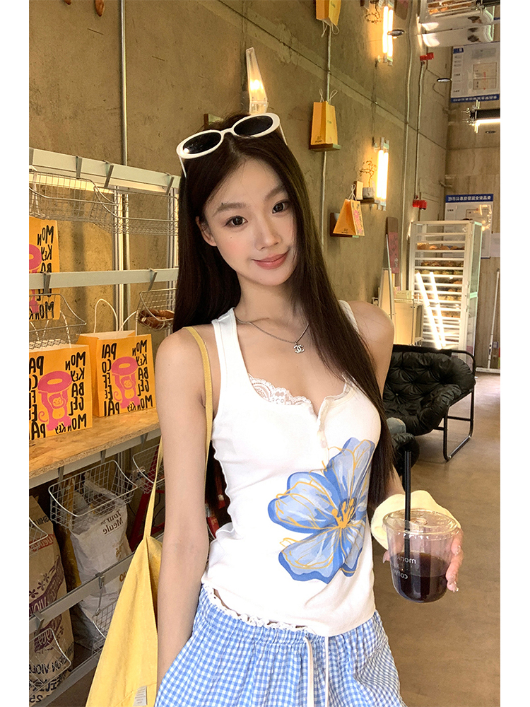 Beauty back summer vest France style sleeveless tops