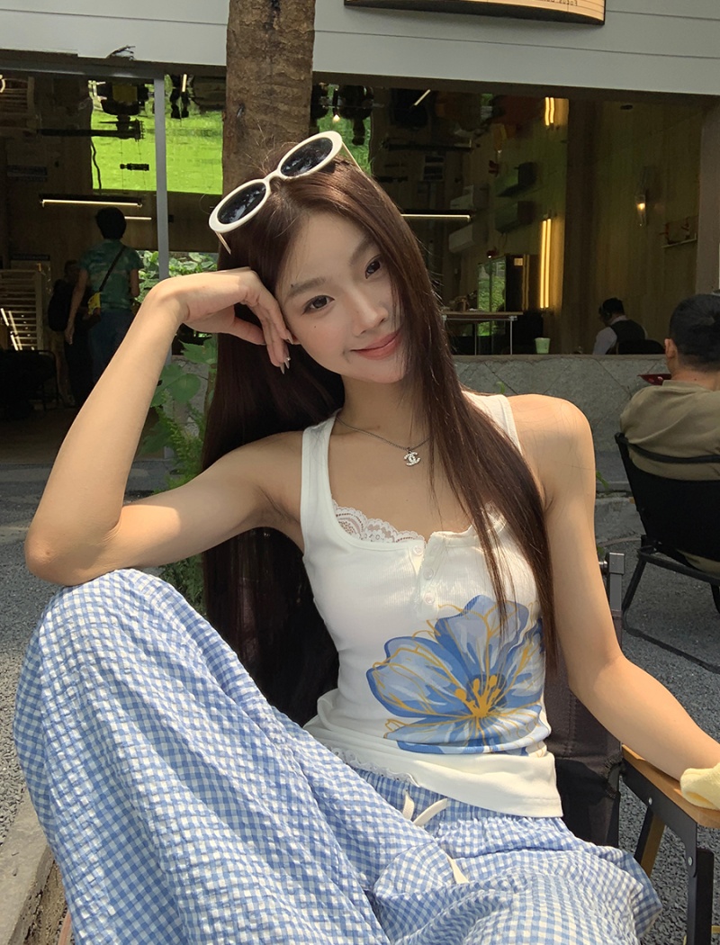 Beauty back summer vest France style sleeveless tops