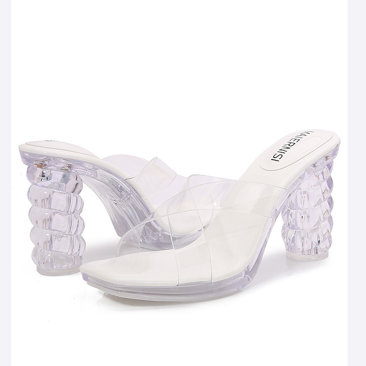 Transparent thick pole dancing large yard sandals for women