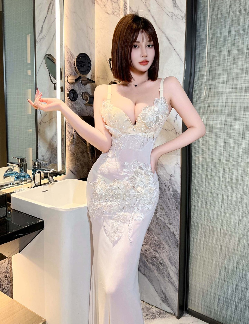 Colors gauze mermaid formal dress thick package hip long dress