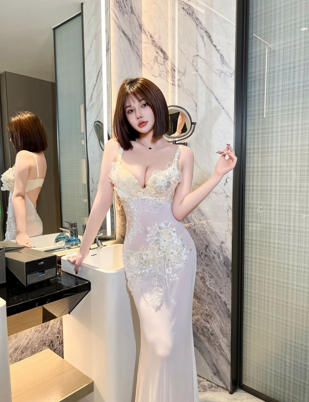 Colors gauze mermaid formal dress thick package hip long dress