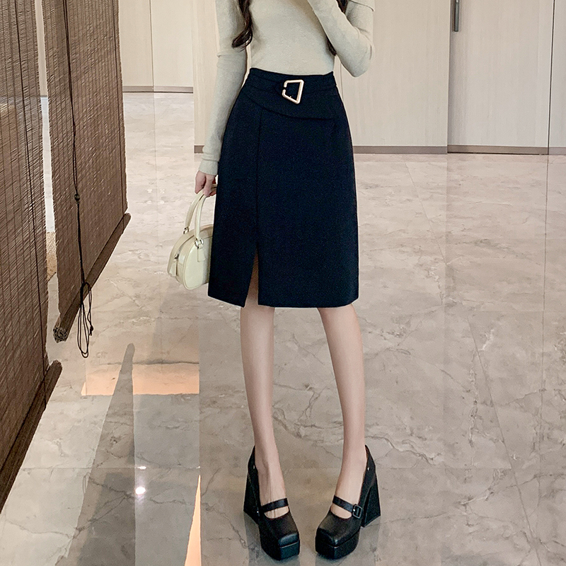 High waist business suit long one step skirt for women