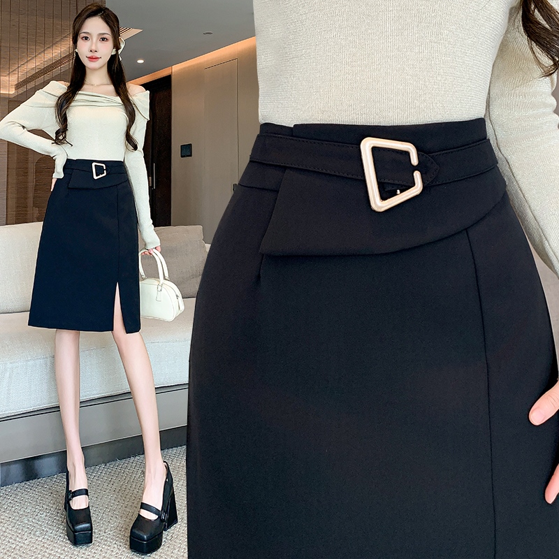 High waist business suit long one step skirt for women