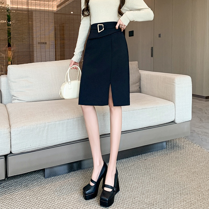 High waist business suit long one step skirt for women