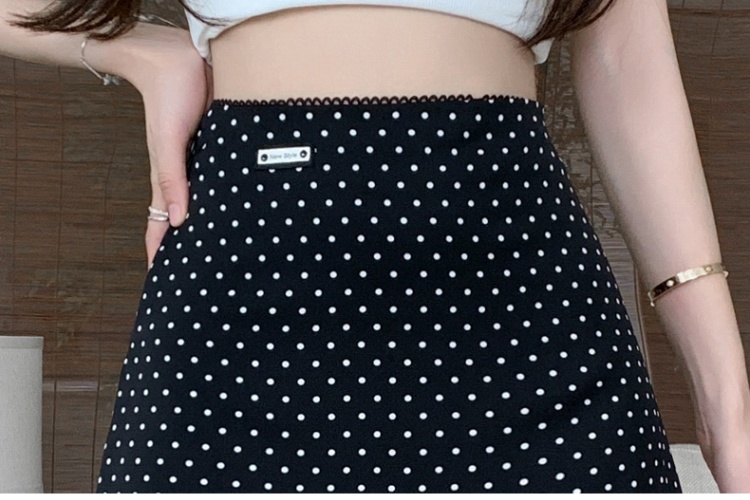 Summer gauze short slim polka dot skirt for women