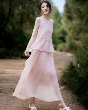 Summer strapless cake Pseudo-two dress for women
