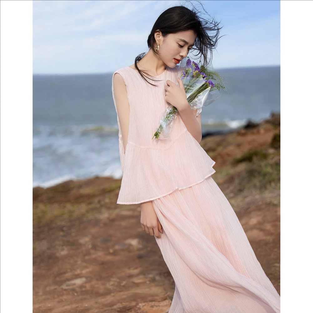 Summer strapless cake Pseudo-two dress for women