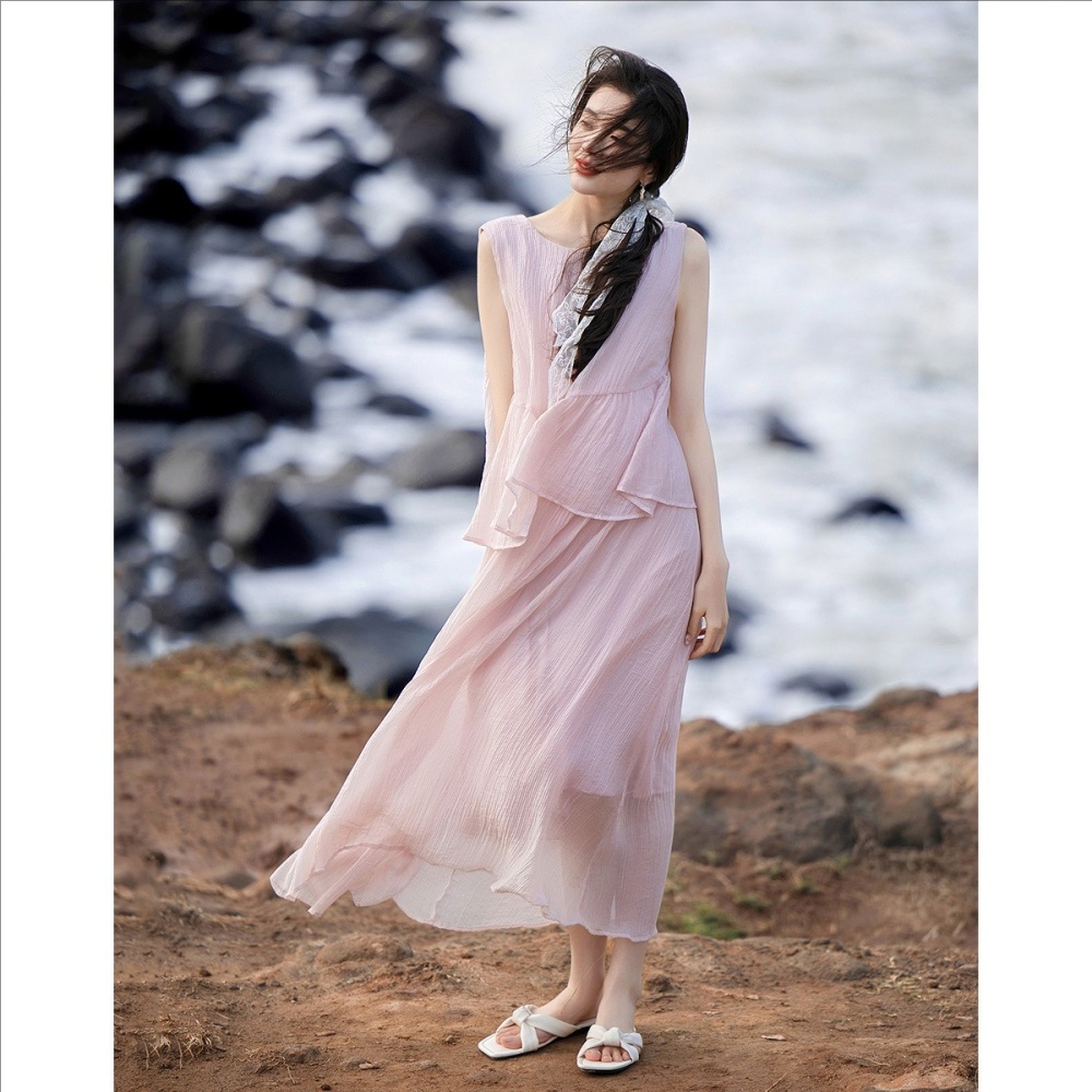 Summer strapless cake Pseudo-two dress for women