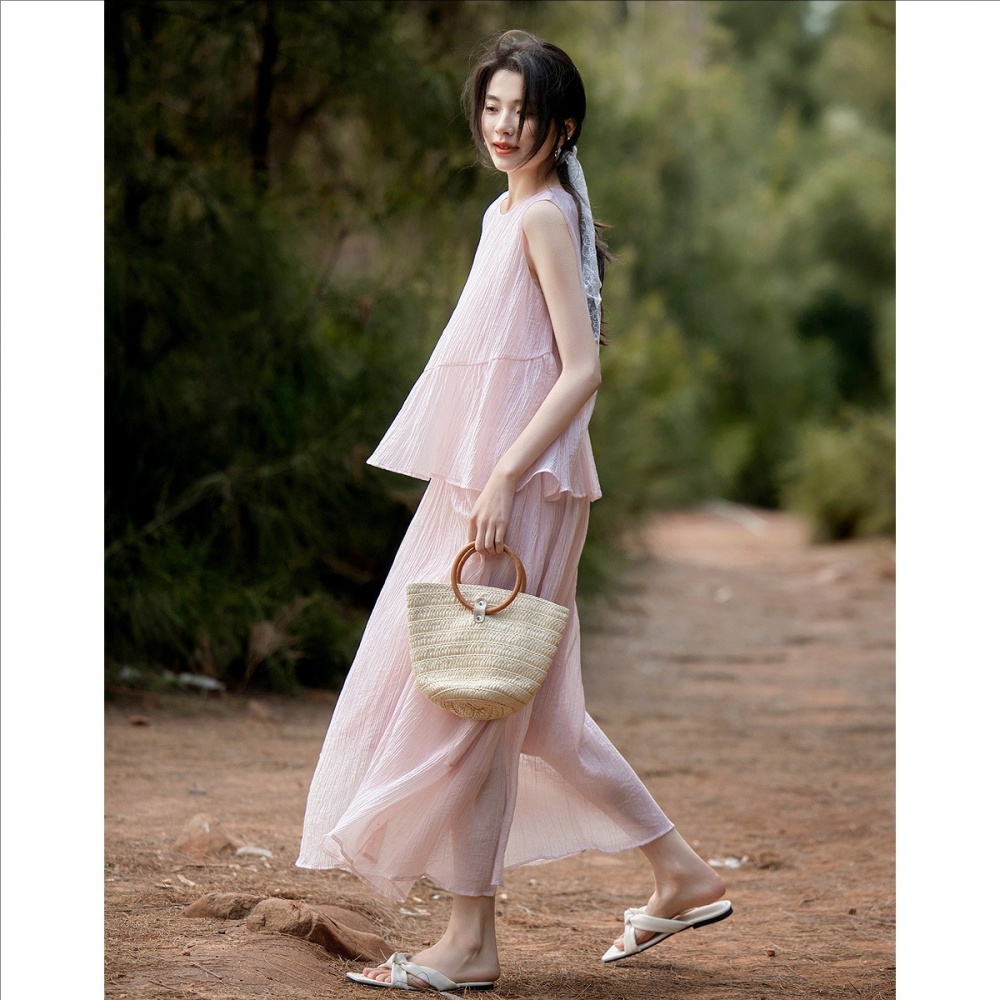 Summer strapless cake Pseudo-two dress for women