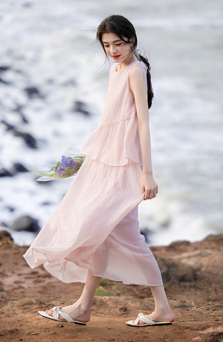 Summer strapless cake Pseudo-two dress for women