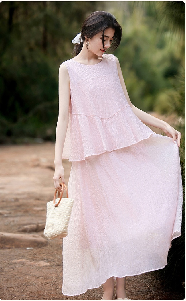 Summer strapless cake Pseudo-two dress for women