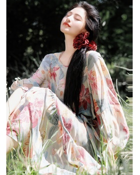 Colors real silk round neck hem dress