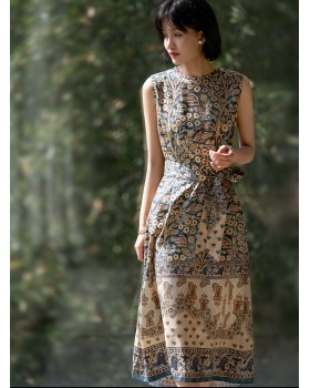 Silk European style real silk classical printing dress