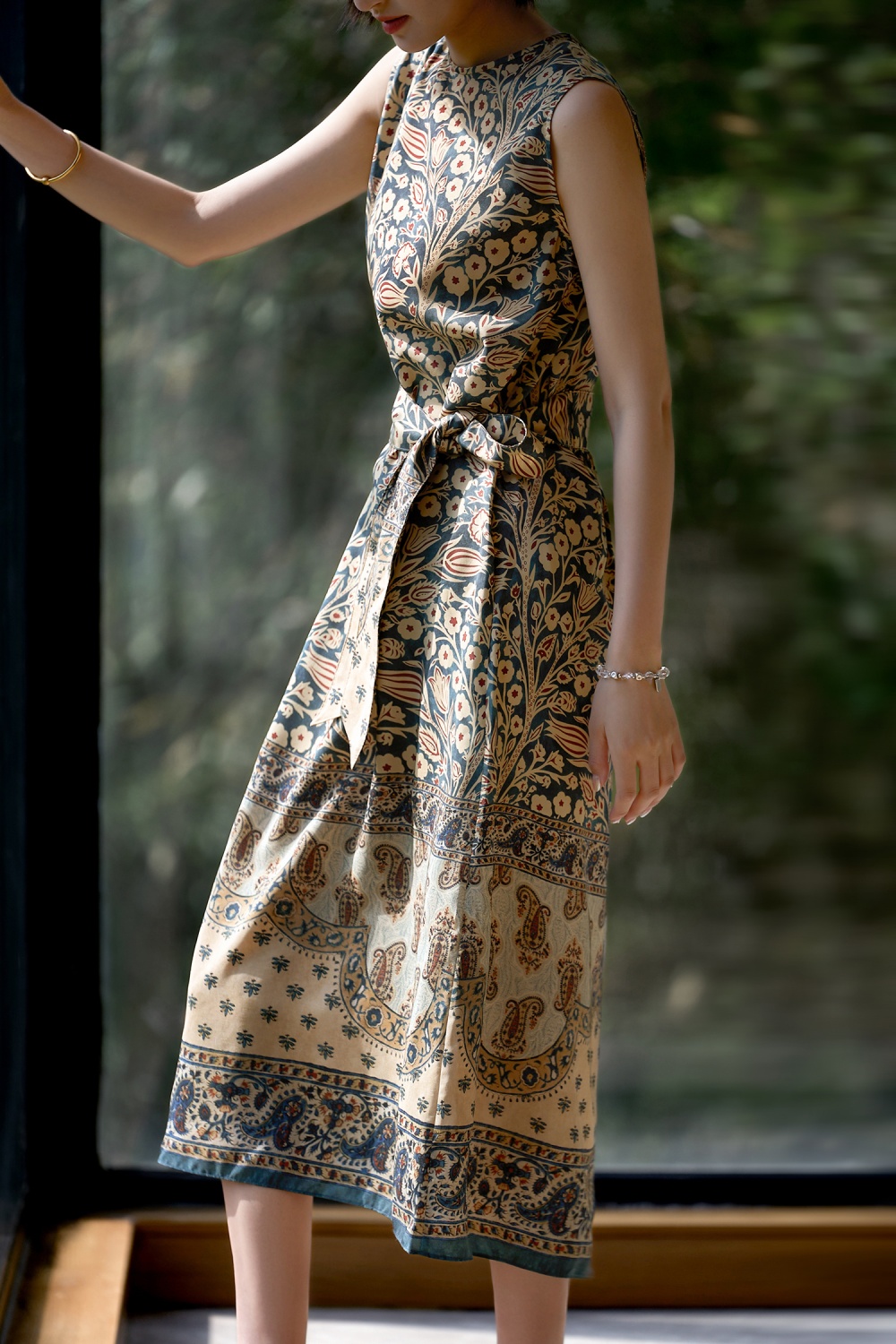 Silk European style real silk classical printing dress