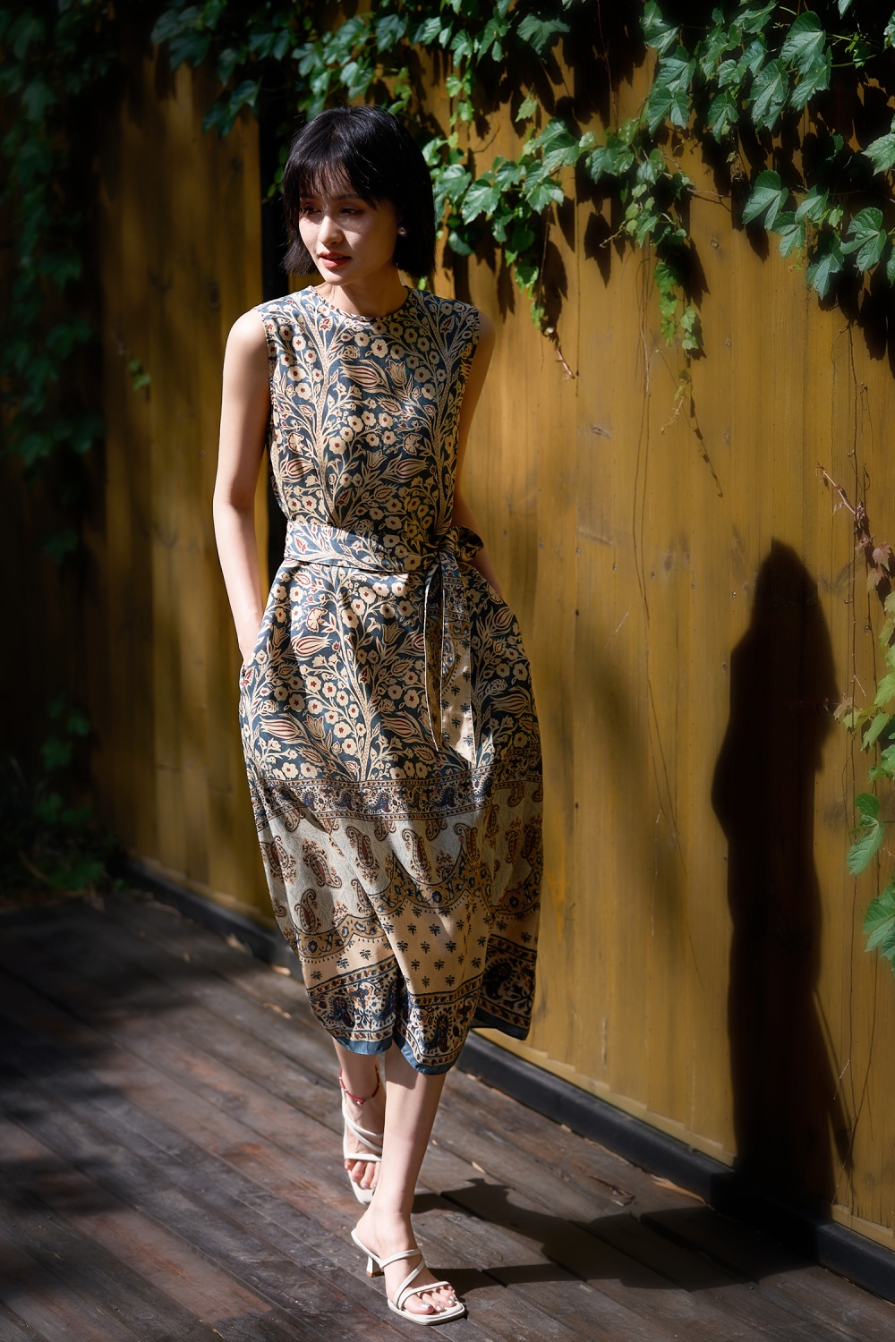 Silk European style real silk classical printing dress
