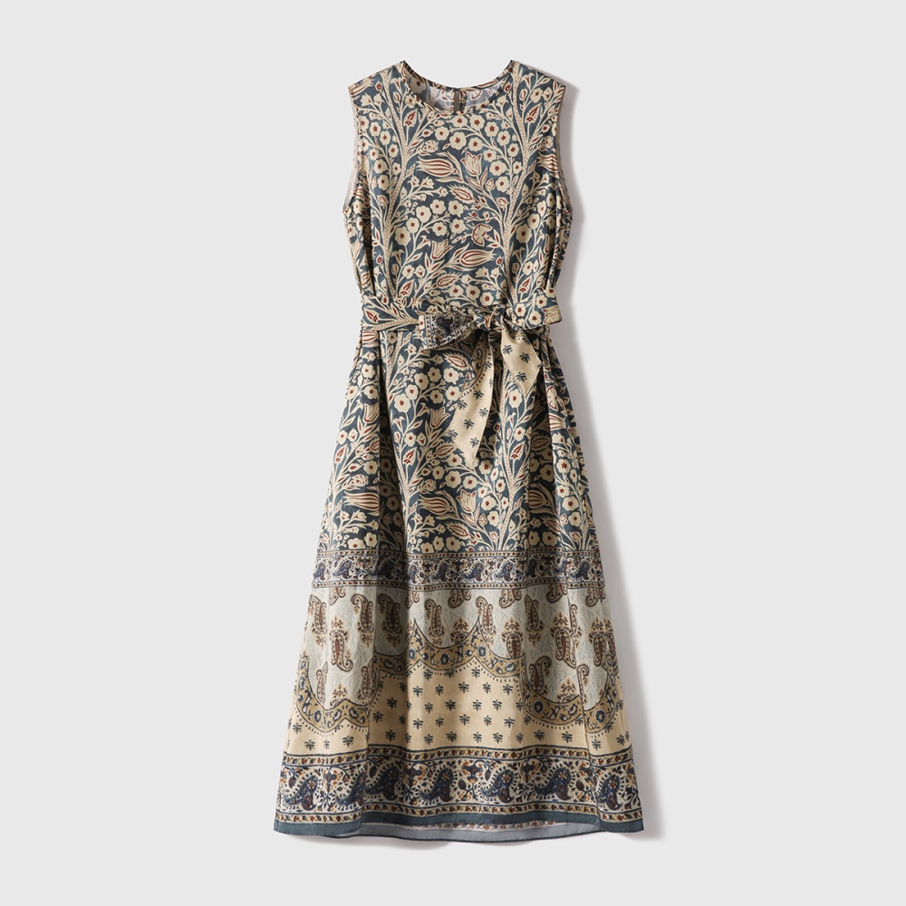 Silk European style real silk classical printing dress