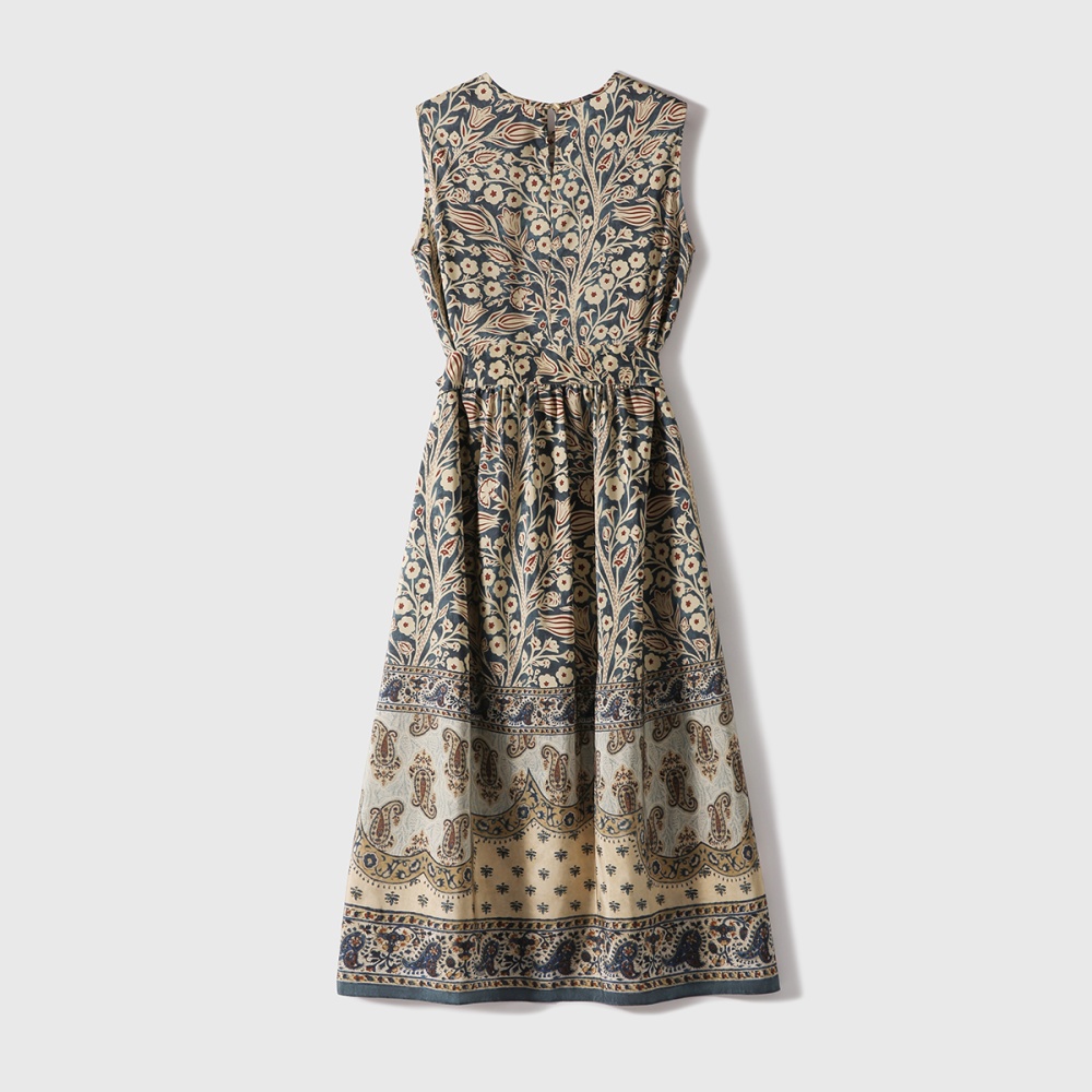 Silk European style real silk classical printing dress
