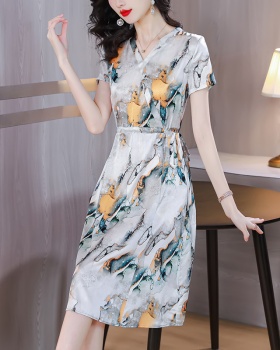 Slim show young silk show high real silk summer dress