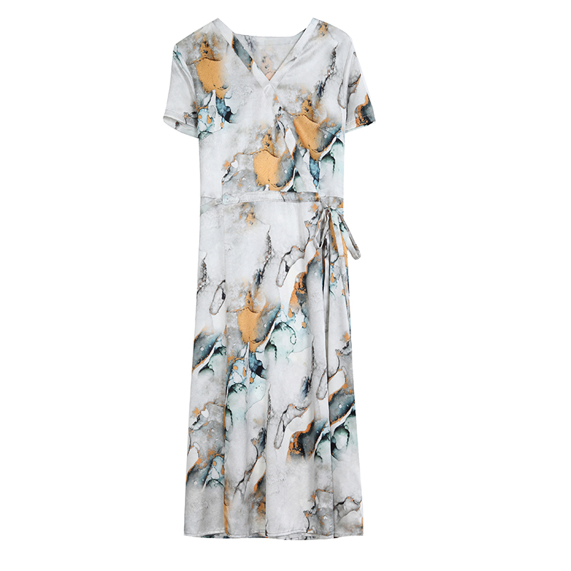 Slim show young silk show high real silk summer dress