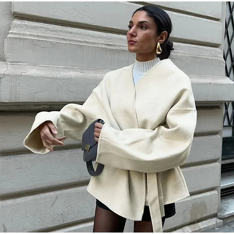 Long sleeve all-match France style European style coat