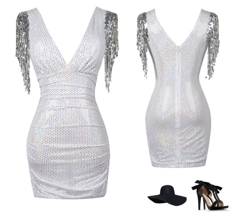Sequins fashion summer night show European style dress