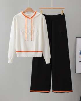 European style sweater Casual long pants 2pcs set for women