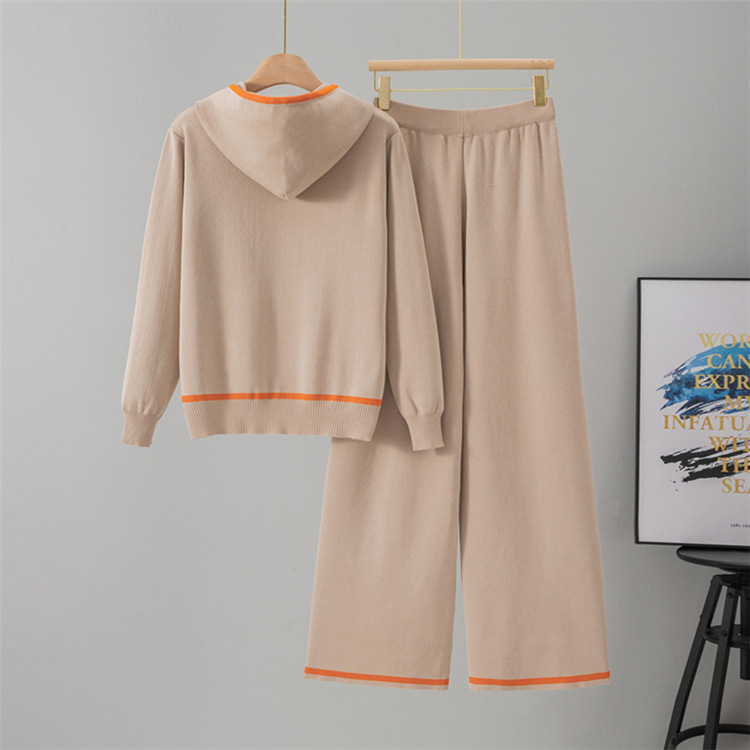 European style sweater Casual long pants 2pcs set for women