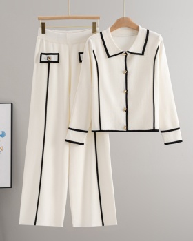 European style fashion knitted autumn and winter cardigan 2pcs set