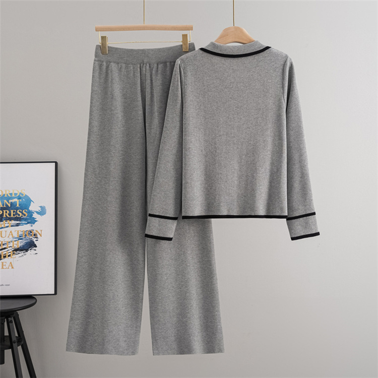 European style fashion knitted autumn and winter cardigan 2pcs set