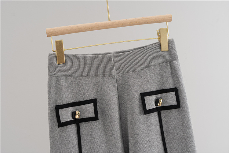 European style fashion knitted autumn and winter cardigan 2pcs set