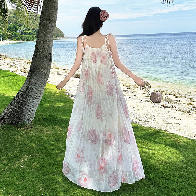 Stereoscopic summer long dress sling dress