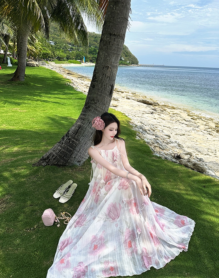 Stereoscopic summer long dress sling dress