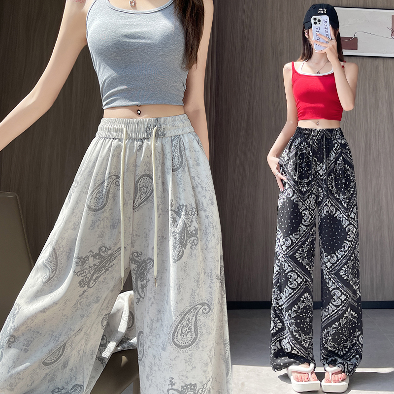 All-match drape pants printing Casual wide leg pants
