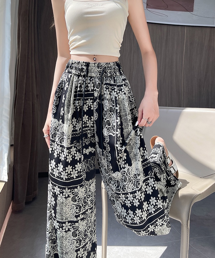 All-match drape pants printing Casual wide leg pants