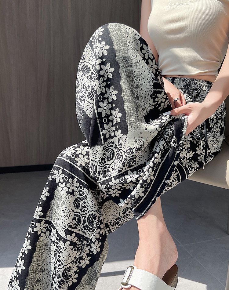 All-match drape pants printing Casual wide leg pants
