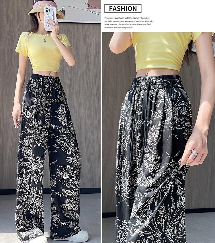 All-match drape pants printing Casual wide leg pants