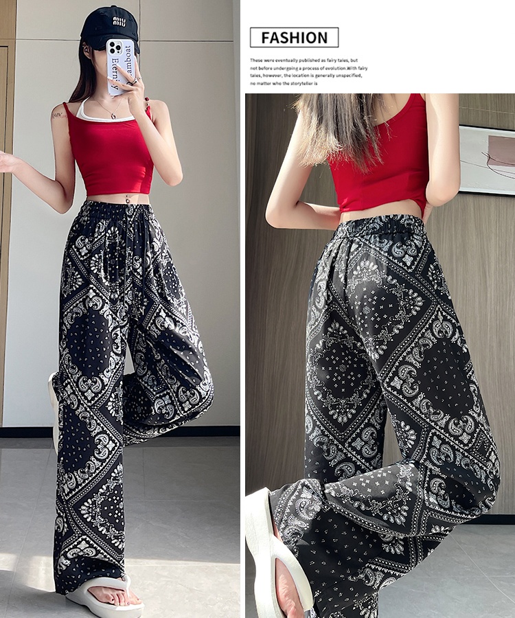 All-match drape pants printing Casual wide leg pants