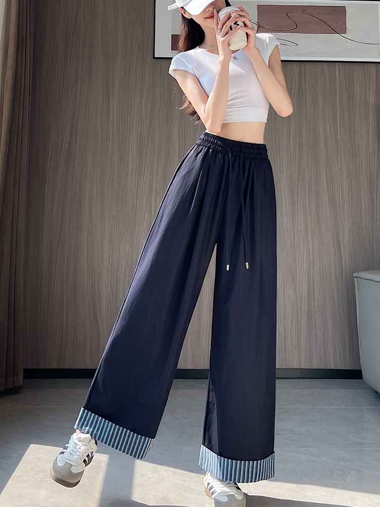 Summer stripe casual pants thin loose wide leg pants for women