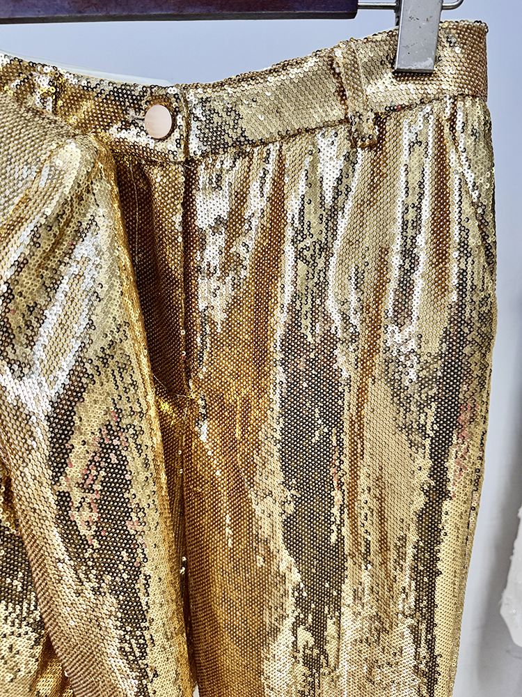 Sequins European style jacket gold fashion business suit 2pcs set