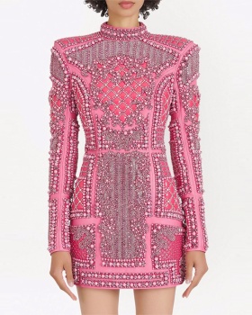 Elasticity autumn and winter sequins beading dress