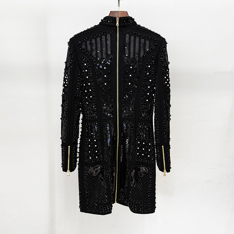 Elasticity autumn and winter sequins beading dress