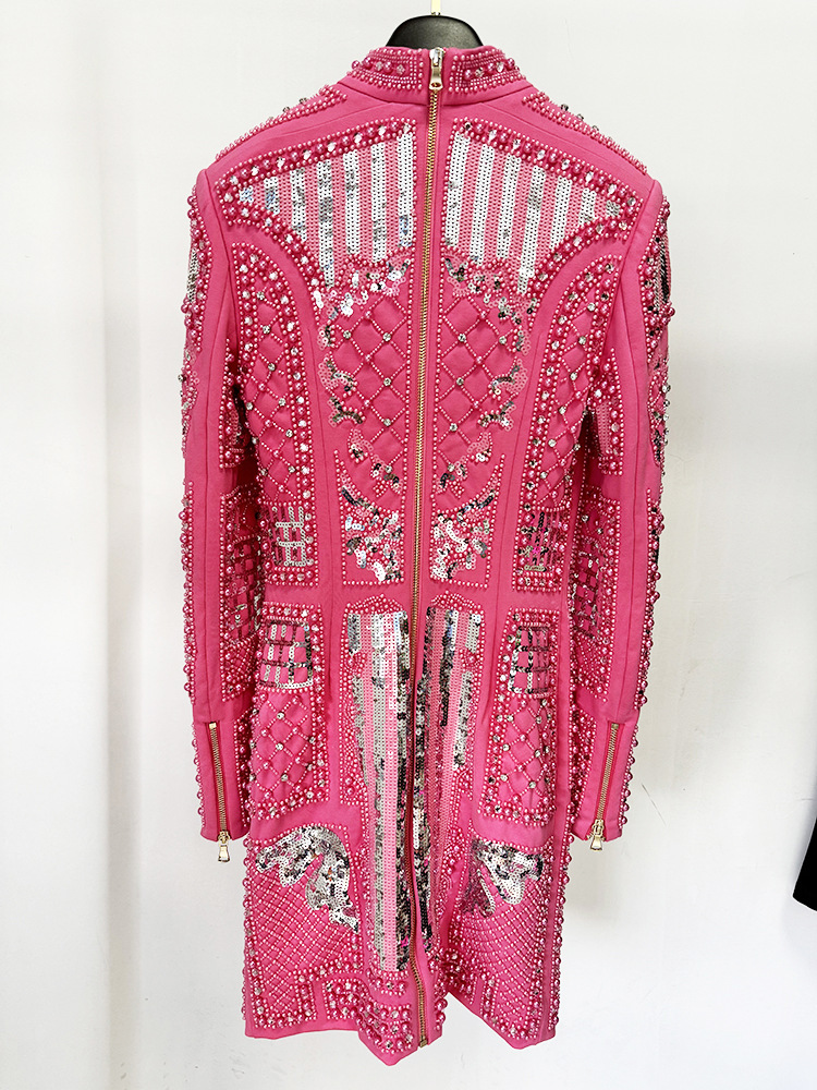 Elasticity autumn and winter sequins beading dress