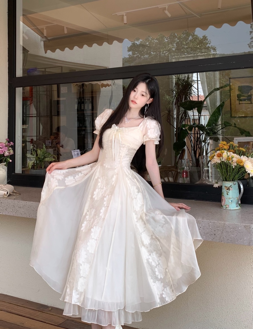 Retro France style thick and disorderly dress