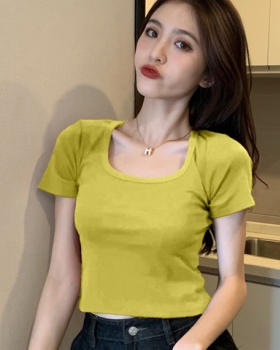 Navel Korean style T-shirt short summer tops for women