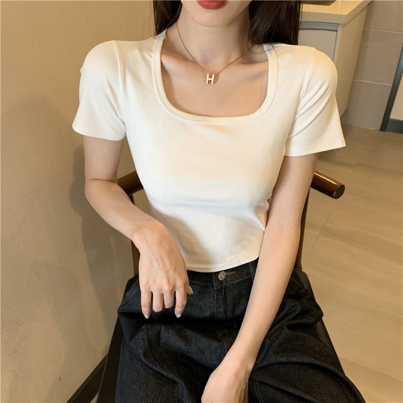 Navel Korean style T-shirt short summer tops for women