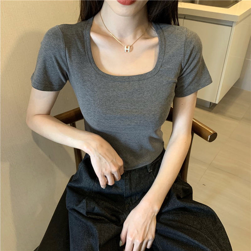 Navel Korean style T-shirt short summer tops for women